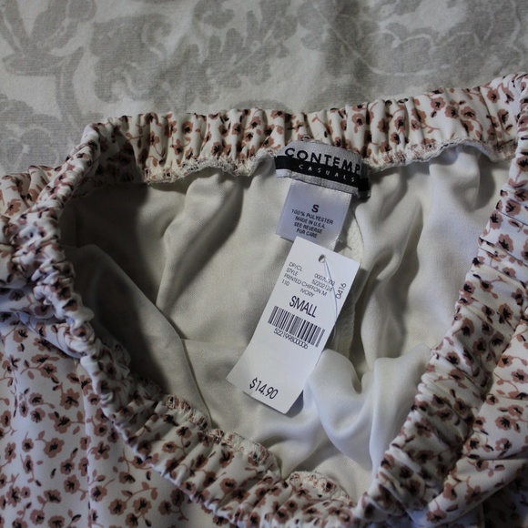 cream and brown floral skirt - Picture 2 of 3